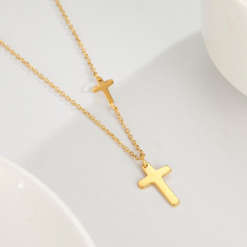 Double Cross Design Necklace - Image 3