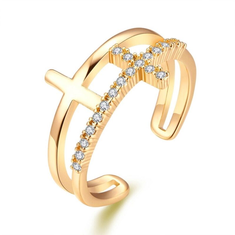 Double Cross Ring with Crystals - Image 2