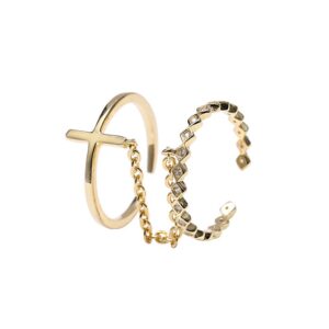 Double Golden Cross Rings
