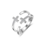 Double Sparkling Cross Ring
