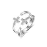 Double Sparkling Cross Ring