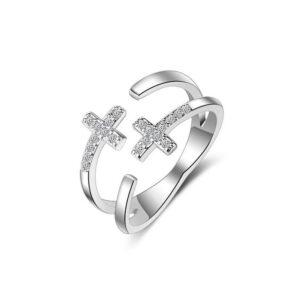 Double Sparkling Cross Ring