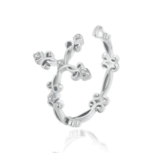 Floral Pattern Cross Ring