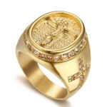 Gold Christian Signet Ring for Men