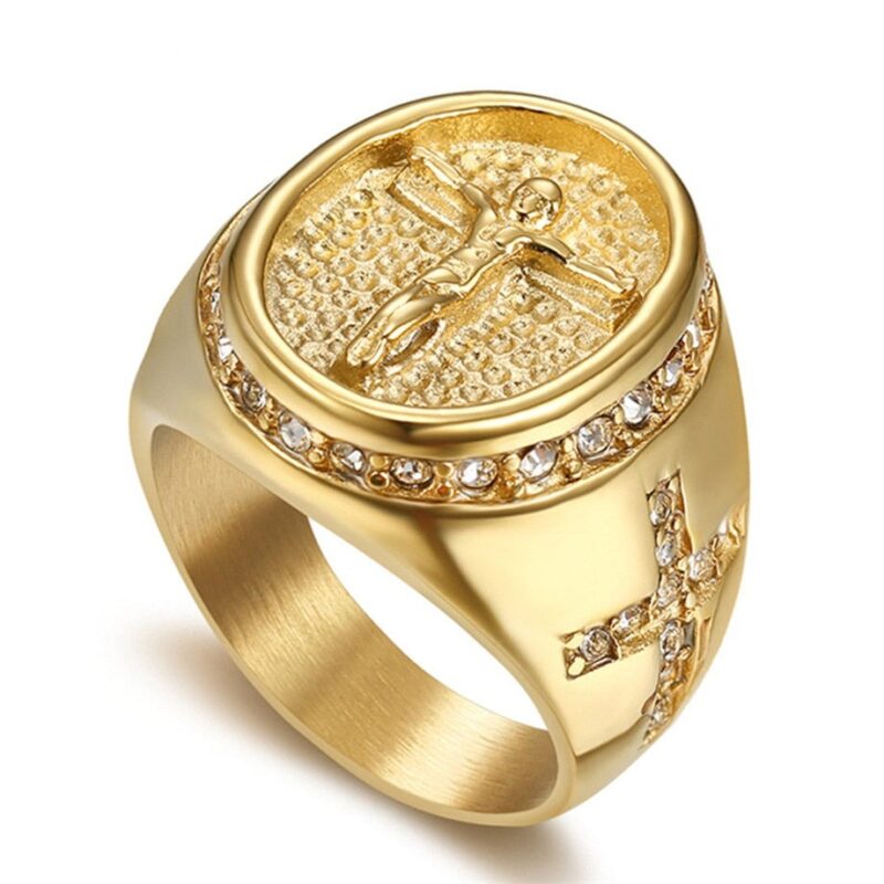 Gold Christian Signet Ring for Men
