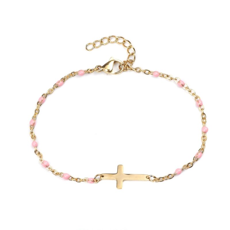 Gold Cross Bracelet With Colored Beads - Image 9
