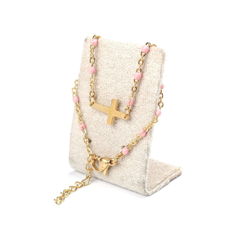 Gold Cross Bracelet With Colored Beads - Image 5