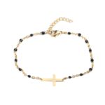 Gold Cross Bracelet With Colored Beads