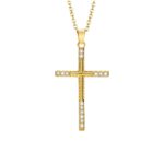 Gold Cross Necklace in Zirconium