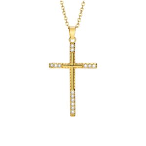 Gold Cross Necklace in Zirconium