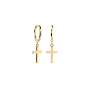 Gold Cross Pendant Earrings