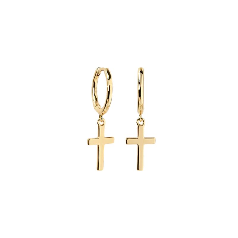 Gold Cross Pendant Earrings