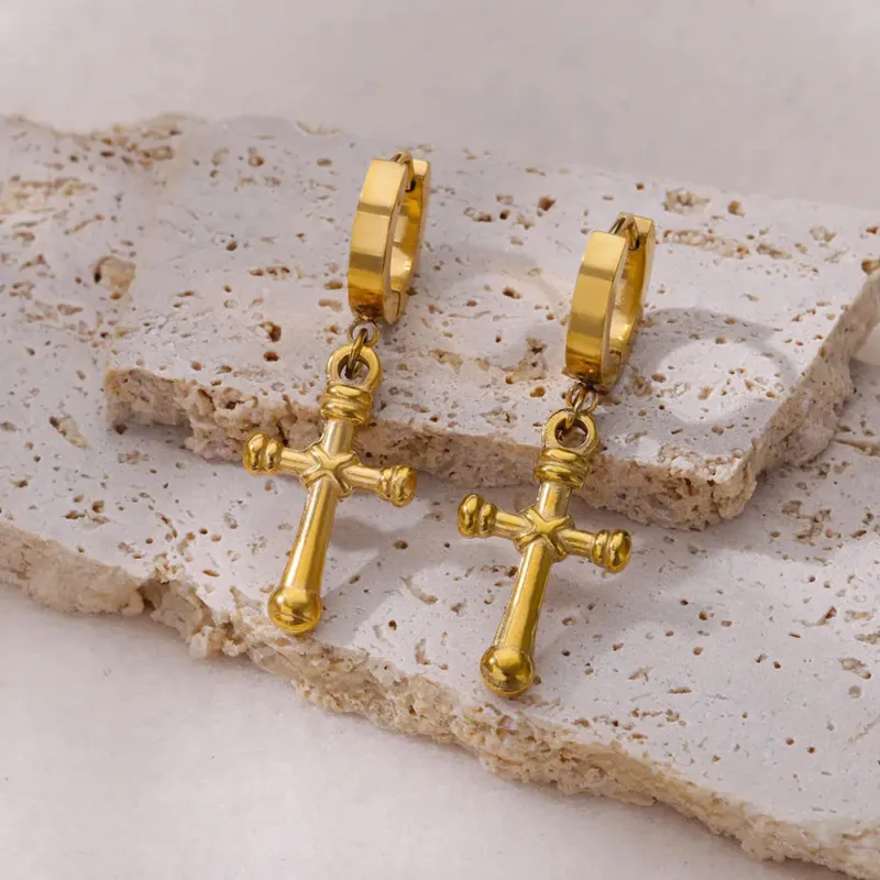 Golden Cross Earrings - Image 2