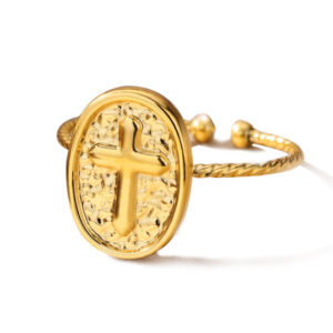 Golden Cross Medallion Ring
