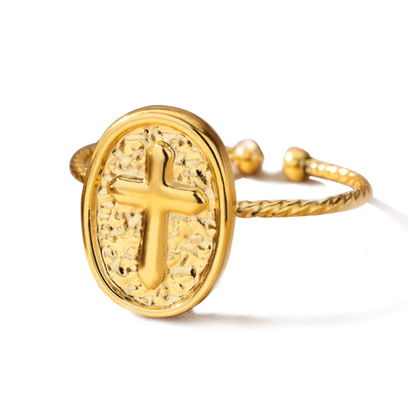 Golden Cross Medallion Ring