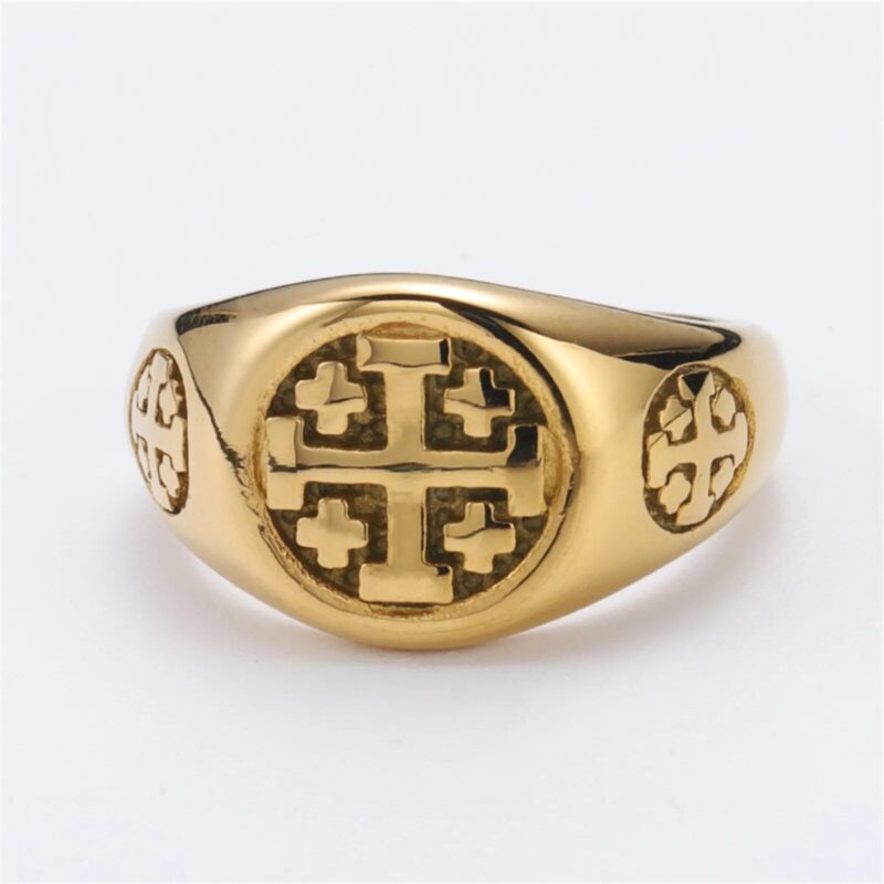 Golden Jerusalem Cross Ring - Image 7