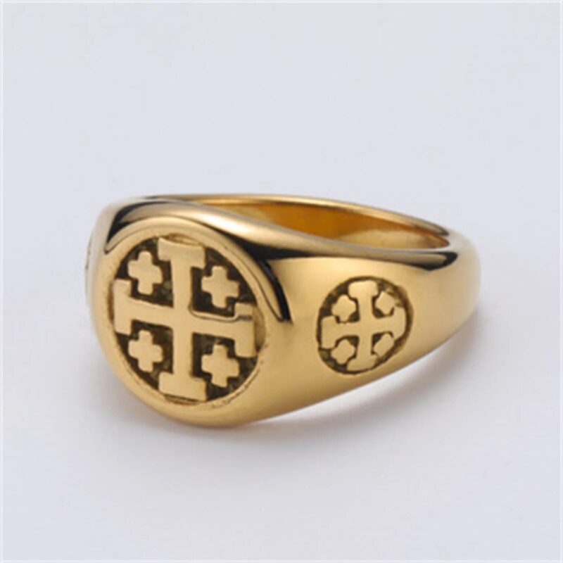 Golden Jerusalem Cross Ring - Image 6