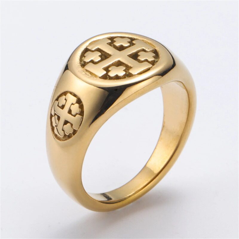 Golden Jerusalem Cross Ring - Image 5