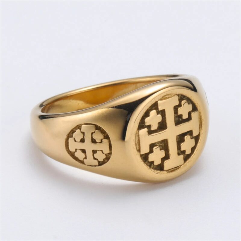 Golden Jerusalem Cross Ring - Image 4