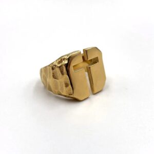 Hammered Cross Ring for Men