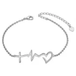 Heart Cross Bracelet ECG Style