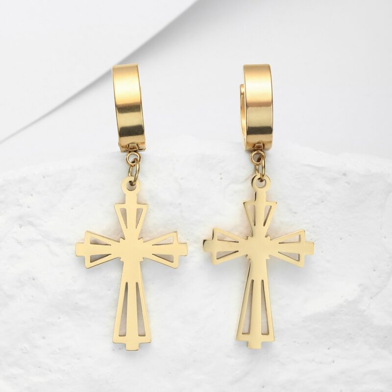Hollow Cross Earrings - Image 6