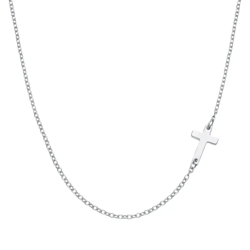 Horizontal Cross Necklace in Stainless Steel