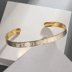 Jesus Cross Bangle Bracelet
