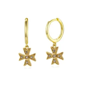 Maltese Cross Earrings with Zircon