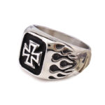Maltese Cross Ring with Flames