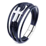 Men's Leather Cross Bracelet