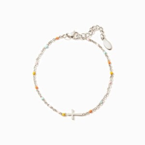 Minimalist Cross Bracelet Pastel Beads