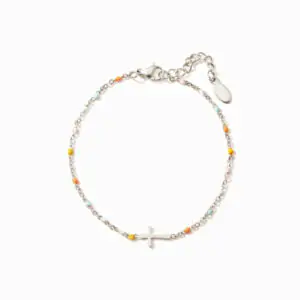 Minimalist Cross Bracelet Pastel Beads