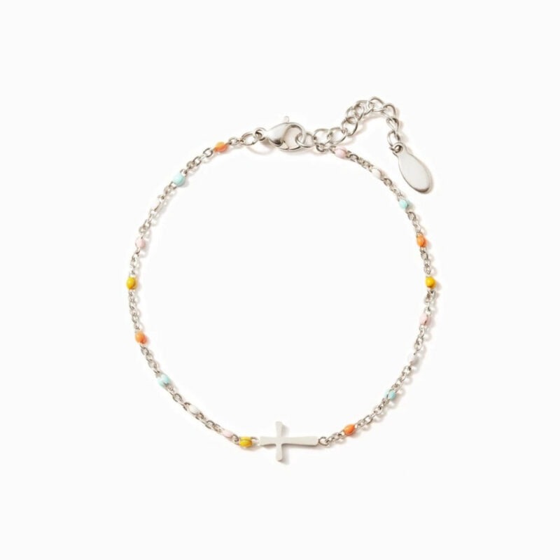 Minimalist Cross Bracelet Pastel Beads