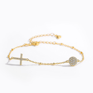 Minimalist Round Pendant Cross Bracelet