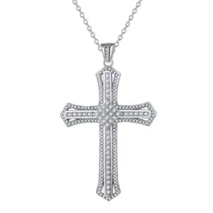 Modern Cross Necklace with Sparkling Stones