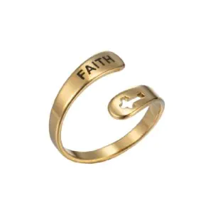 Open Cross Ring with Inscription