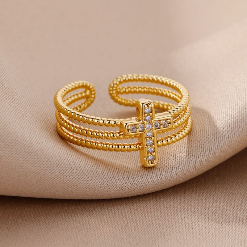 Original and Adjustable Cross Ring - Image 5