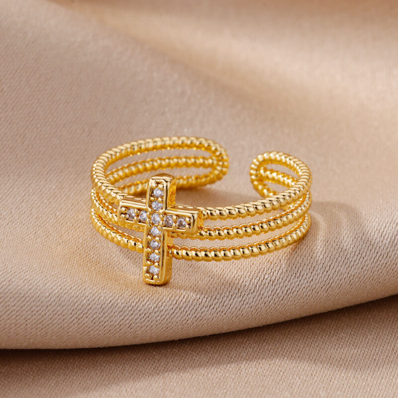 Original and Adjustable Cross Ring - Image 4
