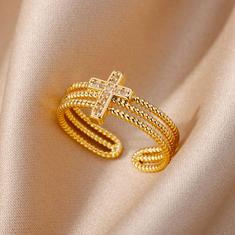 Original and Adjustable Cross Ring - Image 3