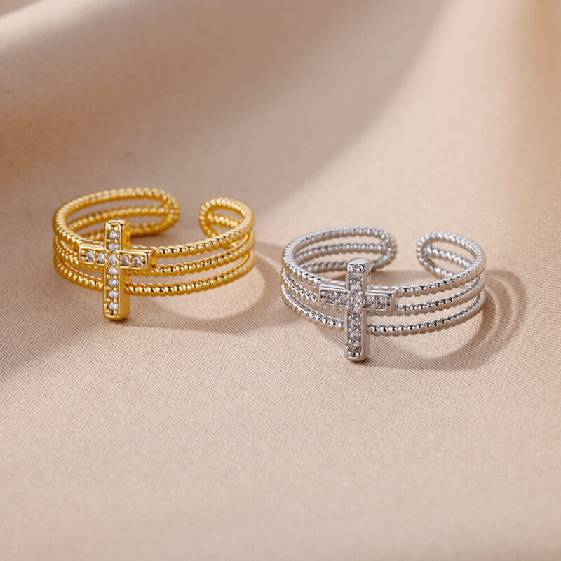 Original and Adjustable Cross Ring - Image 7