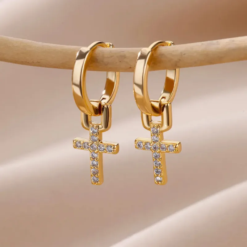 Original Cross Hoop Earrings - Image 4