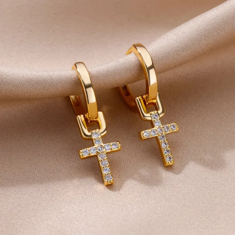 Original Cross Hoop Earrings - Image 3