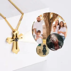 Personalized Cross Necklace with Photo