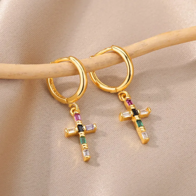 Rainbow Cross Earrings - Image 5