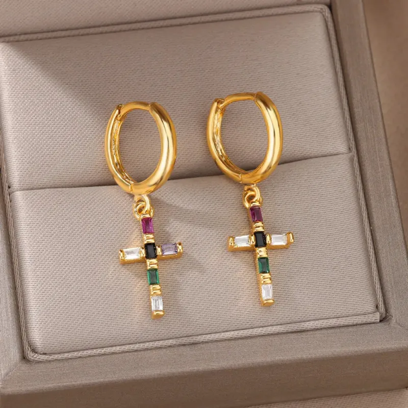 Rainbow Cross Earrings - Image 2