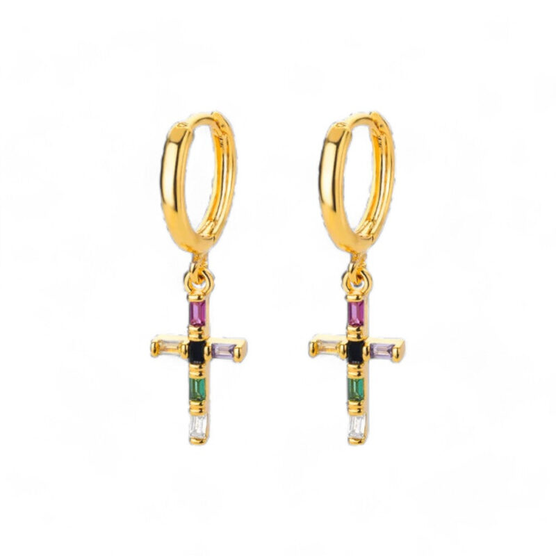 Rainbow Cross Earrings