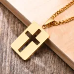 Rectangle Cross Necklace in Steel