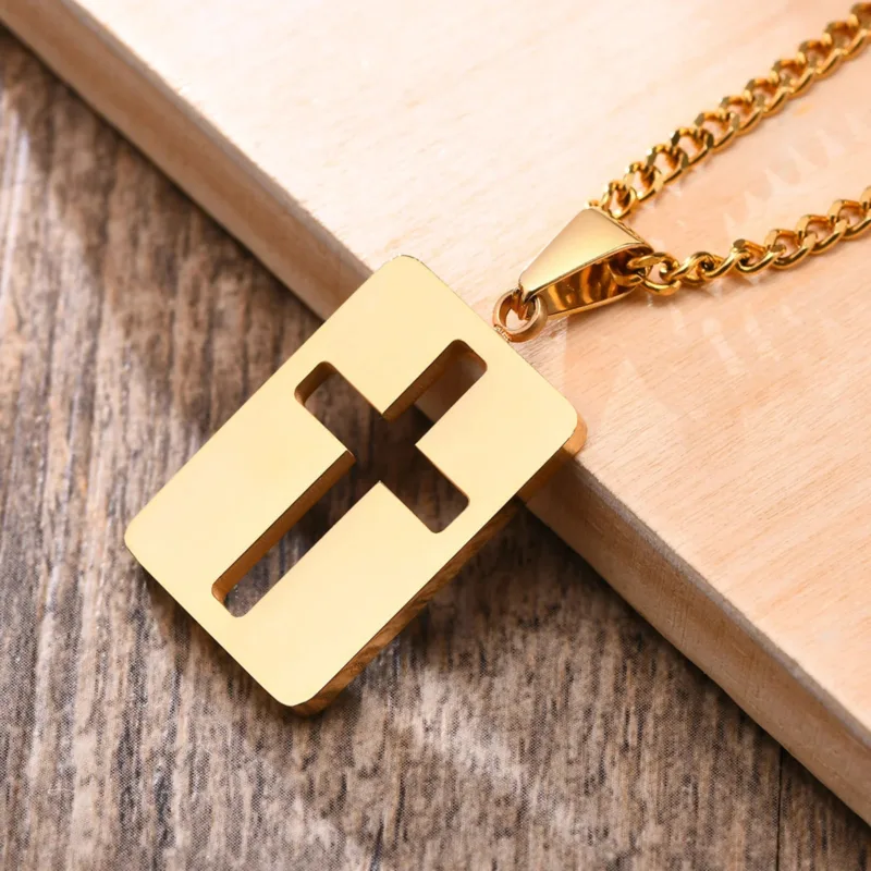 Rectangle Cross Necklace in Steel