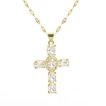 Religious Cross Necklace with Shining Stones